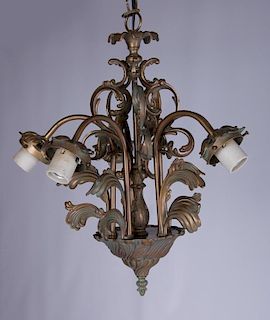 Art Nouveau Style Brass Chandelier