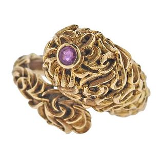 Lalaounis 18K Gold Ruby Bypass Ring