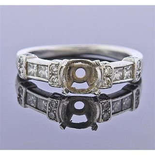  Mid Century Platinum Diamond Ring Mounting