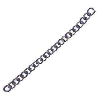 18K Gold Fancy Diamond Sapphire Link Chain Bracelet