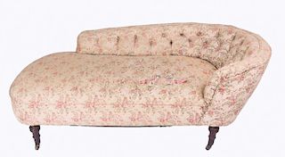 Chaise Lounge with Floral Upholstery