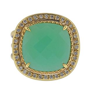 Lauren K 18k Gold 8ct Chrysoprase Diamond Ring