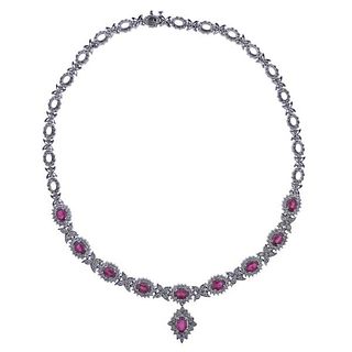 14k Gold Diamond Ruby Necklace