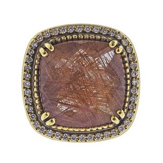 Lauren K 18K Gold Diamond Rutilated Quartz Ring