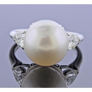 Platinum South Sea Pearl Diamond Ring