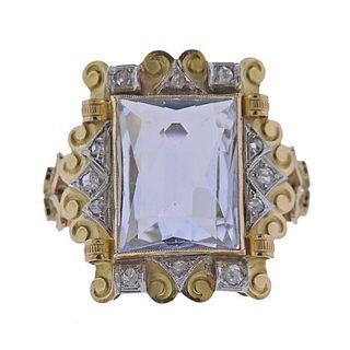 18K Gold Platinum Diamond Spinel Ring