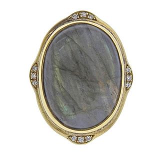 Lauren K 18k Gold Diamond Labradorite Ring