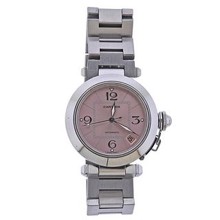 Cartier Pasha Steel Pink Dial Automatic Watch 2324