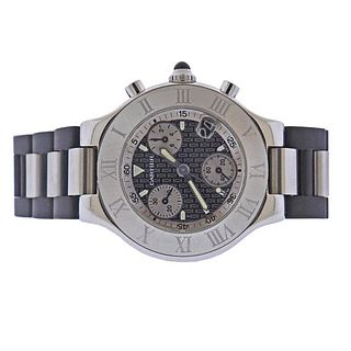Cartier Chronoscaph 21 Steel Rubber Watch 2424