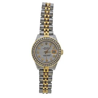 Rolex Datejust 18k Gold Steel Diamond MOP Watch 69173