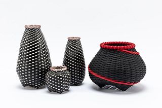 GROUP OF 4 20TH C. AMERICAN CRAFT WOVEN BASKETS