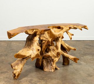 RUSTIC CYPRESS TREE ROOT CONSOLE TABLE