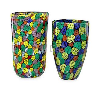 VITTORIO FERRO Two murrine glass vases