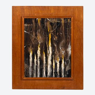 ROMEO TABUENA, MCM ABSTRACT PAINTING ON PANEL 1952