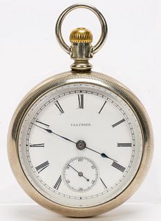 EARLY ILLINOIS OPEN FACE SILVER POCKET WATCH