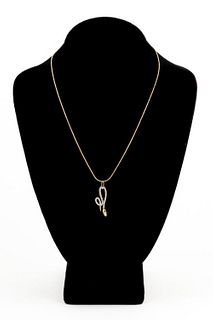 14K YELLOW GOLD SNAKE PENDANT & NECKLACE