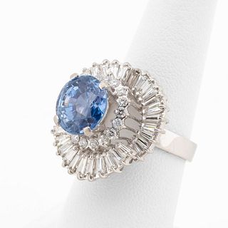 6.3 CTW BLUE SAPPHIRE & DIAMOND PLATINUM RING