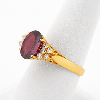 3.5 CTW RUBY, DIAMOND AND 18K YELLOW GOLD RING