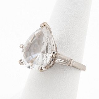 14K WHITE GOLD & 10 CARAT CLEAR SPINEL RING