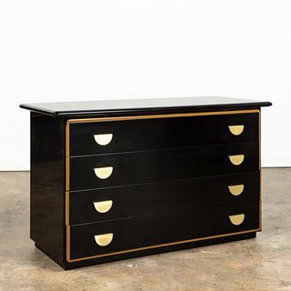 MAURICE VILLENCY BLACK LACQUER CHEST OF DRAWERS