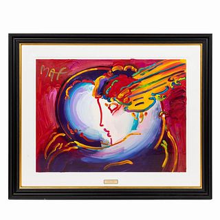PETER MAX "I LOVE THE WORLD" EMBELLISHED PRINT
