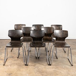 MCM SET OF 8 FLOTOTTO FOR VANERUM STACKING CHAIRS