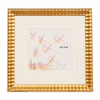 YAACOV AGAM, ABSTRACT DRAWING "ANGELS IN FLIGHT"