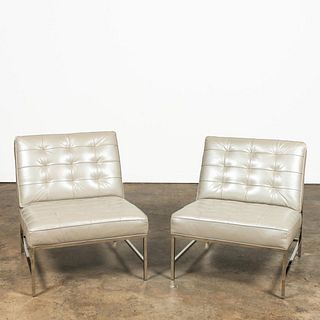 PR, GOLD & WILLIAMS MODERN LEATHER & CHROME CHAIRS