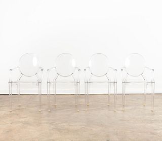 SET 4, KARTELL LOUIS GHOST ACRYLIC ARM CHAIRS
