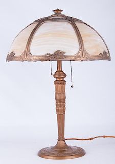 Early 20th Century Slag Glass Table Lamp
