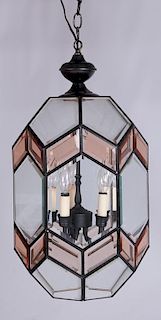 Beveled Glass Octagon Dome Chandelier