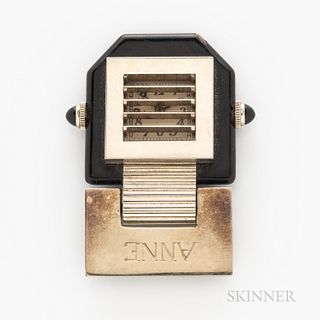 Verger Art Deco 18kt White Gold Shutter Watch Pin
