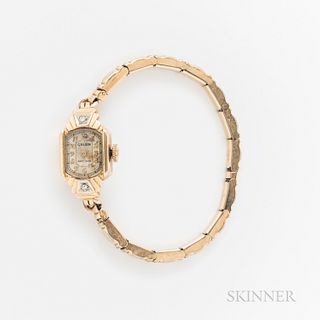 Gruen Diamond and 14kt Gold Cocktail Watch