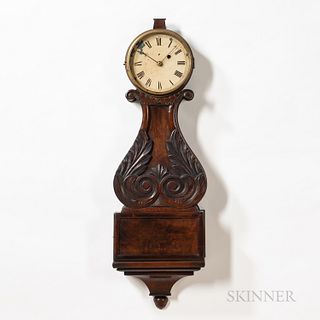 Paneled Carved Mahogany Lyre Clock
