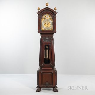 Bigelow Kennard & Co. Carved Mahogany Quarter-chiming Hall Clock