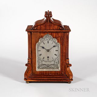Satinwood Veneer Gothic Table Clock