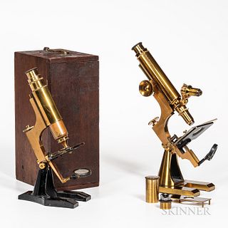 Two J. Zentmayer Lacquered Brass Microscopes