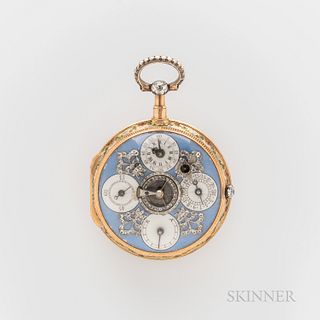 French Enameled and Diamond-set Open-face Watch