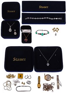 18k Gold, Sterling Silver, Costume Jewelry and Watch Assortment