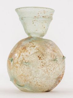Ancient Roman Pale Blue Glass Bottle