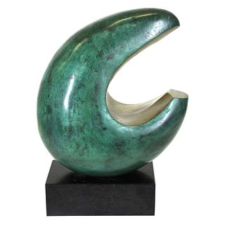 Modern Abstract Bronze Sculpture on Marble Base