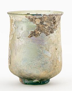 Ancient Roman Pale Green Glass Beaker