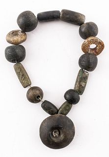 Ancient Precolumbian Primitive Stone Bead Necklace