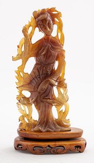 Chinese Carved Agate Figure of a Beauty