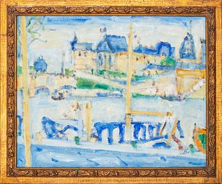 Paul Crotto Canal Scene French Oil Painting