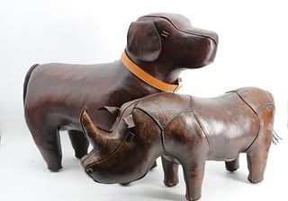 A Leather Dog and a Leather Rhinoceros.