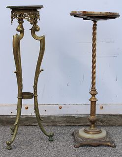 2 Antique Gilt Metal Pedestals.