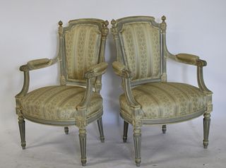 Pair Of Vintage Louis XV1 Style Arm Chairs.