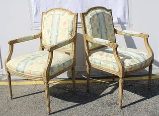 Vintage Pair of Painted Louis XV1 Style Arm