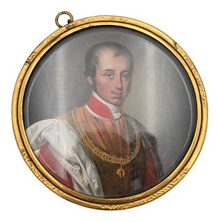 Adalbert Suchy
1783 - 1849
miniature portrait of Ferdinand Empereur D'autriche
signed lower right and dated 1845
old paper label on back with sitters 